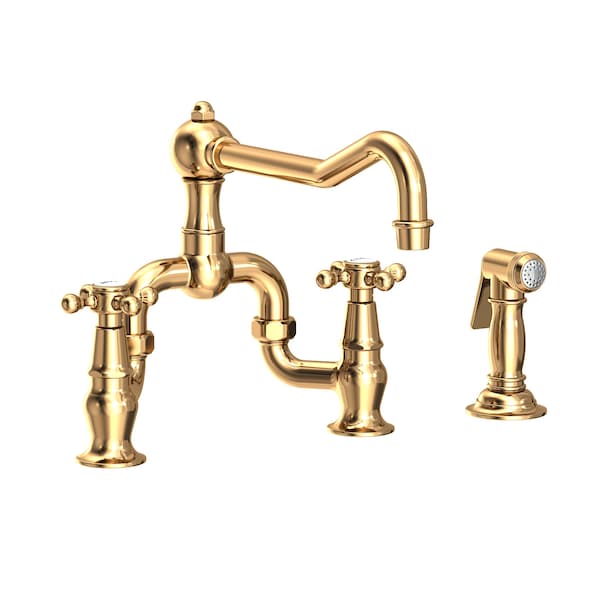 Newport Brass Kitchen Bridge Faucet With Side Spray, Brass 9452-1-03N - main